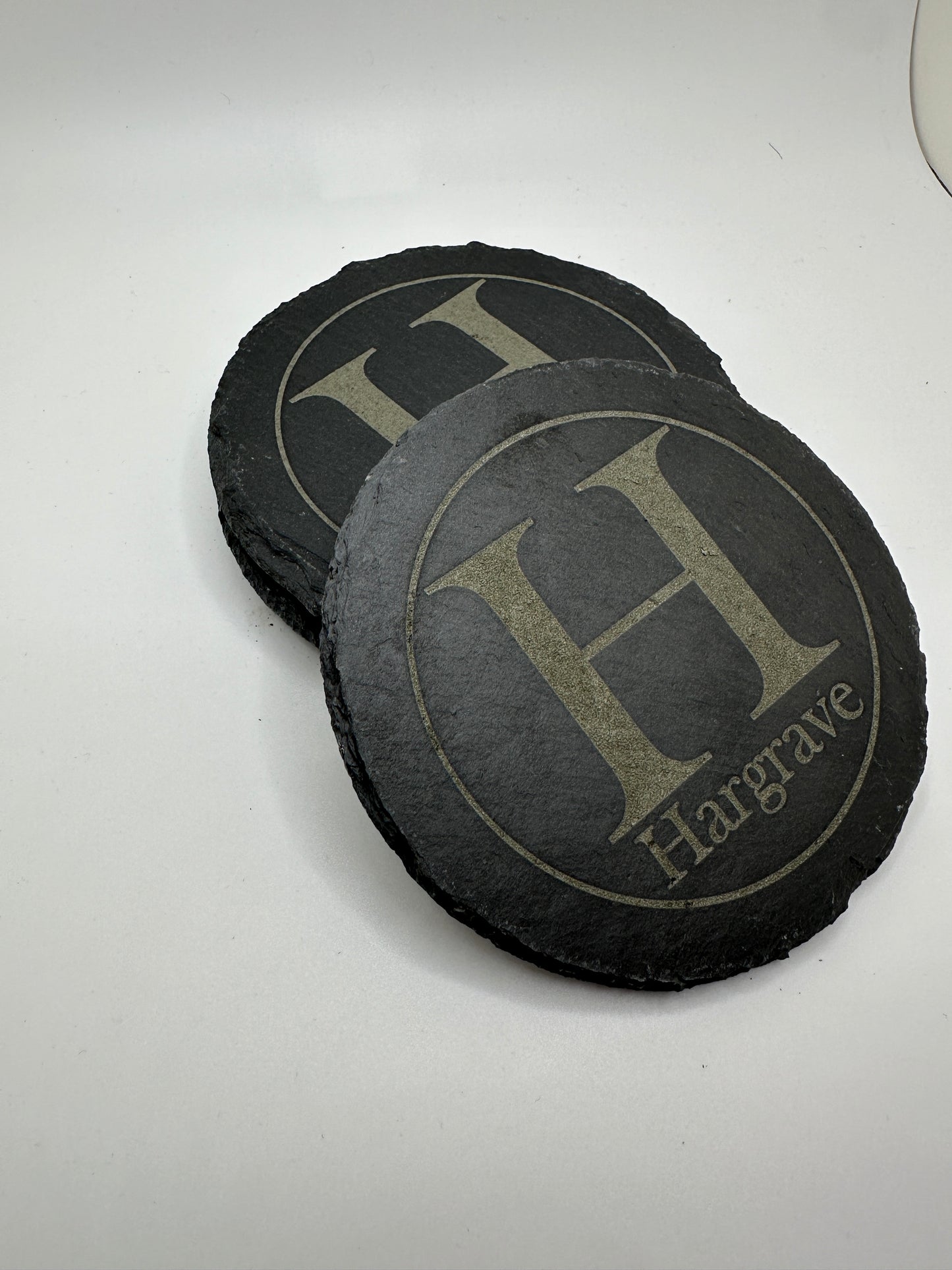 Custom laser engraved Slate Coaster Set (Qty4)